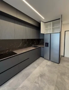 kitchen remodel Tustin black marble-style countertop