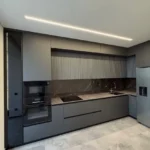 kitchen remodel Tustin dark European kitchen cabinets