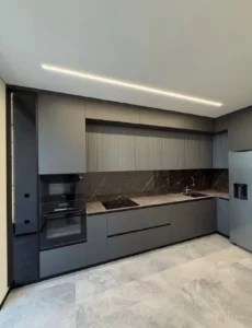kitchen remodel Tustin dark European kitchen cabinets