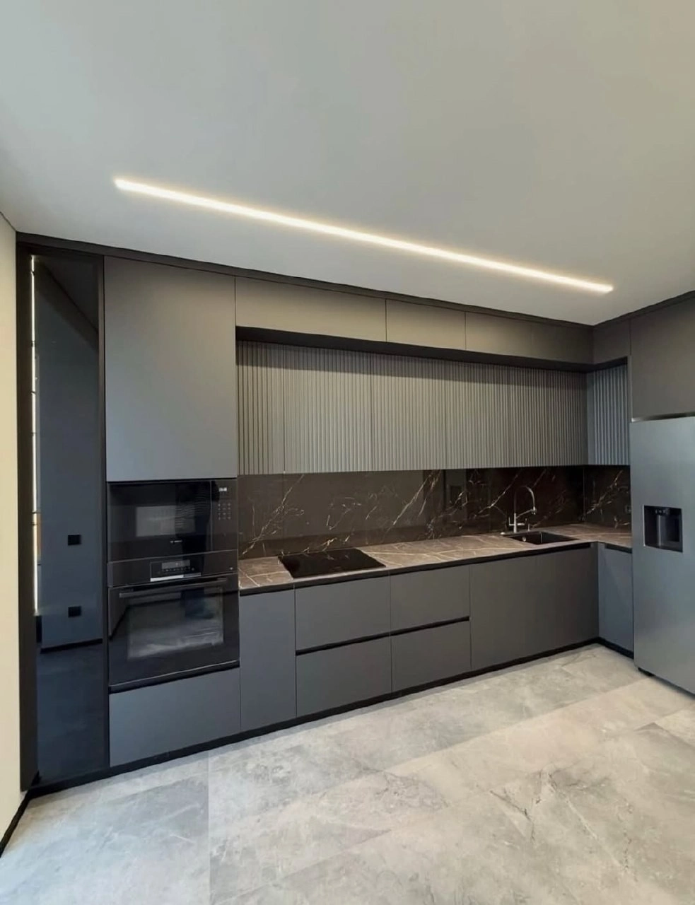 kitchen remodel Tustin dark European kitchen cabinets