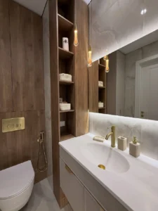 bathroom remodel Dana Point backlit mirror and vanity