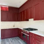 kitchen remodel Newport Beach burgundy cabinet installation