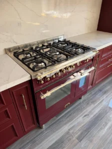 kitchen remodel Newport Beach stone-style backsplash