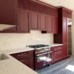 kitchen remodel Newport Beach burgundy custom kitchen cabinets